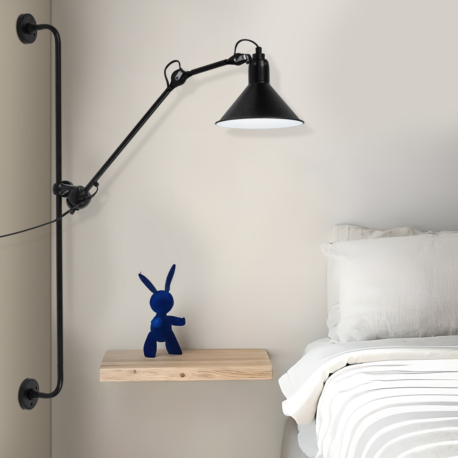 360° Swing Long Arm Wall Sconce Lamp Bedroom Bedside Lighting Fixture Adjustable