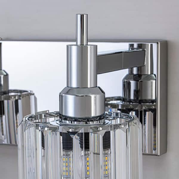 EDISLIVE Orillia 27.6 in. 4-Light Modern Chrome Vanity Light w/ Crystal Shade