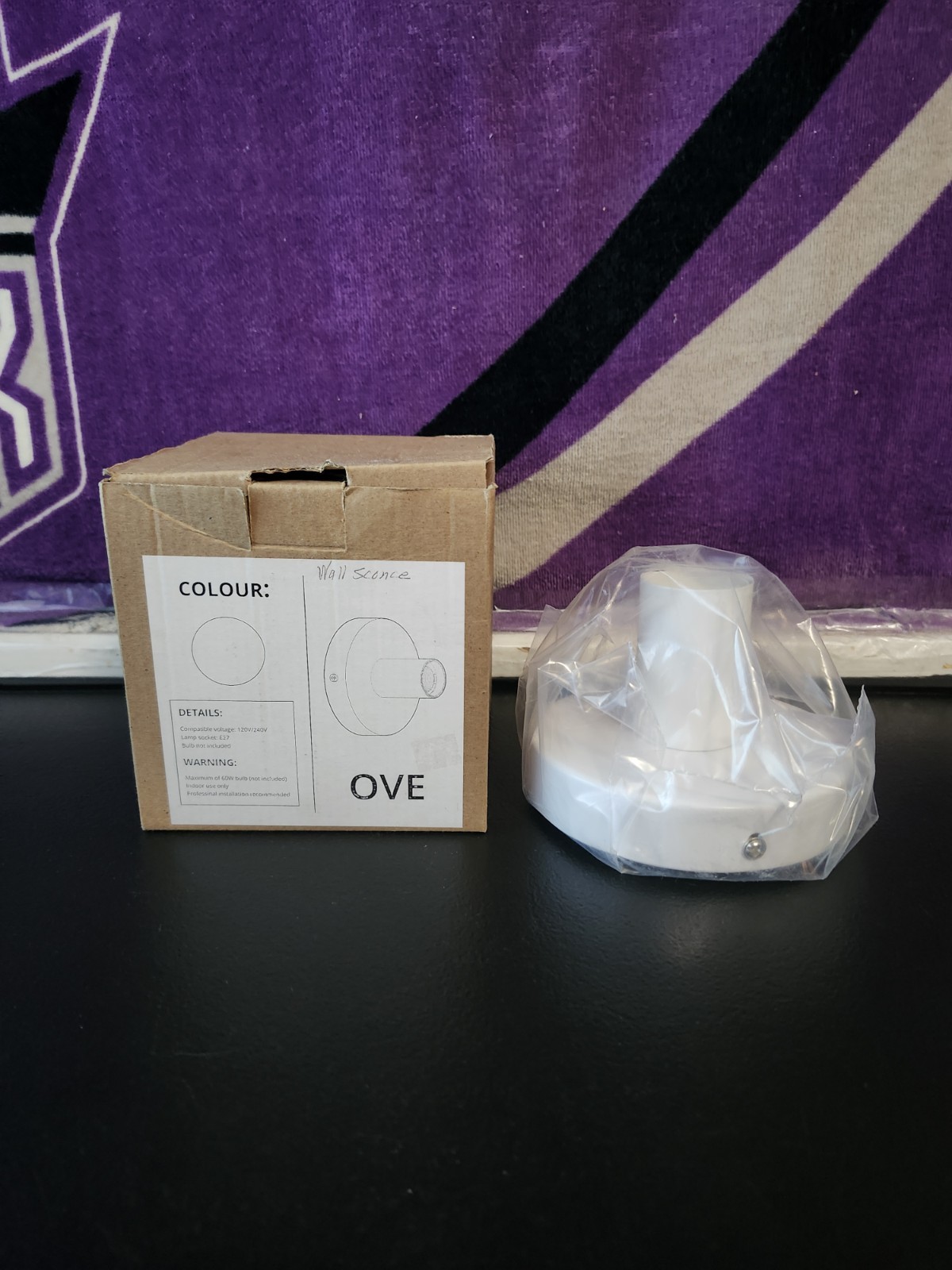 Ikea OVE Wall Sconce Lamp Socket 37 120v/240v (White) New