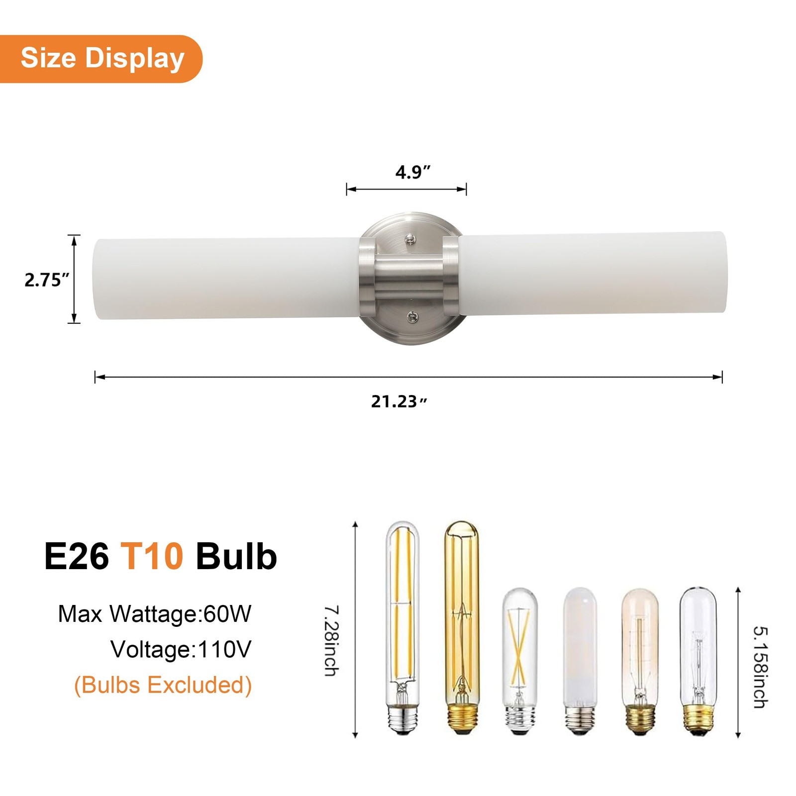 Wall Sconces Set of Two,Brushed Nickel Bathroom Sconces Wall Lighting with White