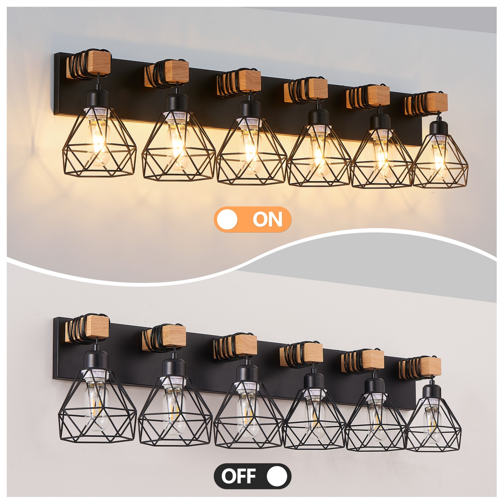 38″ Farmhouse Vanity Light Bathroom Mirror Wall Lamp Metal Cage Sconce Fixture