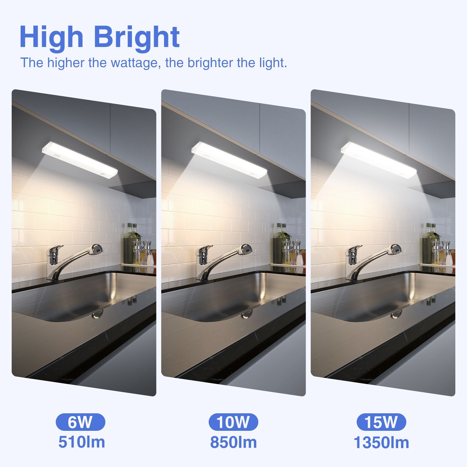 12»/18»/24» Under Cabinet Lighting Linkable 5CCT Dimmable Wired/Plug in Lamp