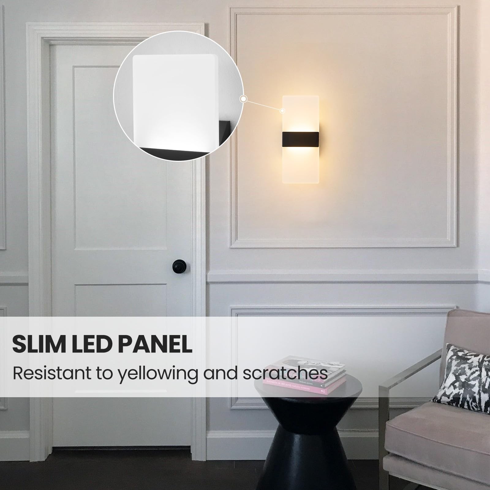 12 Inch Modern Wall Sconce, 5CCT Dimmable Indoor Wall Lights, 2700K-5000K Sel…