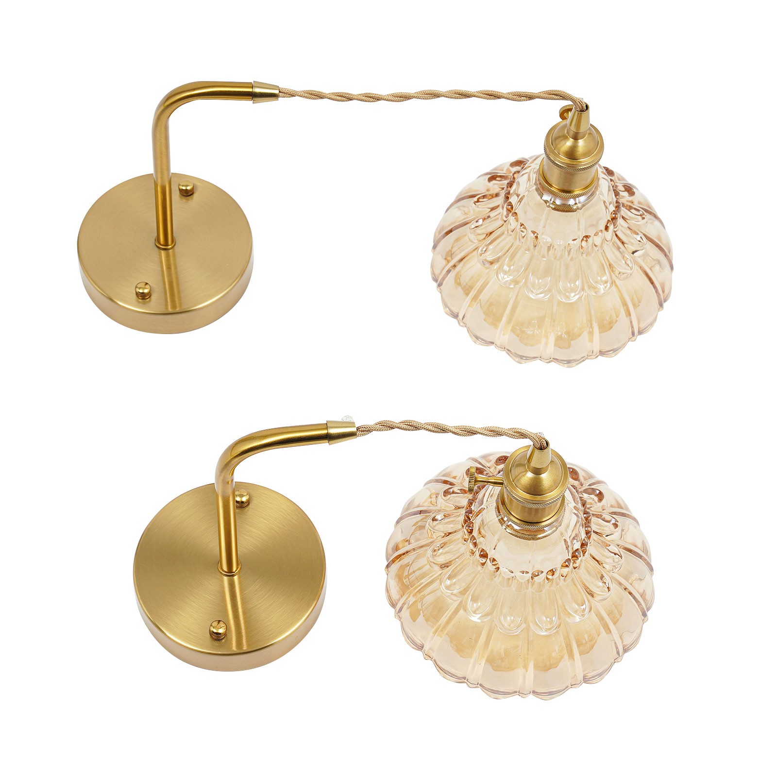 Living Room Wall Light Fixtures 2 Pack, Gold Vanity Lights With Floral Lampshade