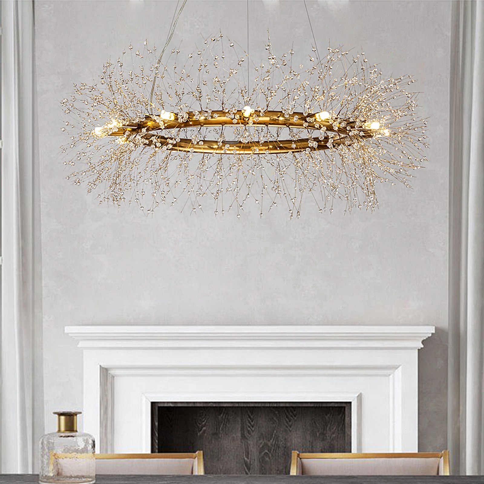 OpenBox Stainless Steel Crystal Firework 12-lights Round Chandelier in Gold