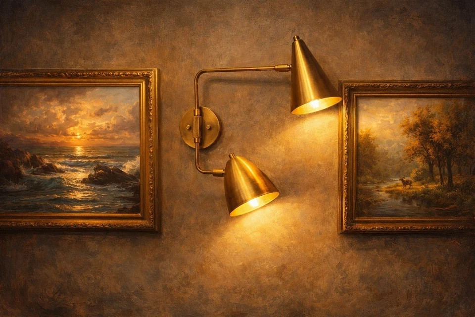 Mid-Century Modern Brass Double Wall Sconce | Adjustable Reading Light8