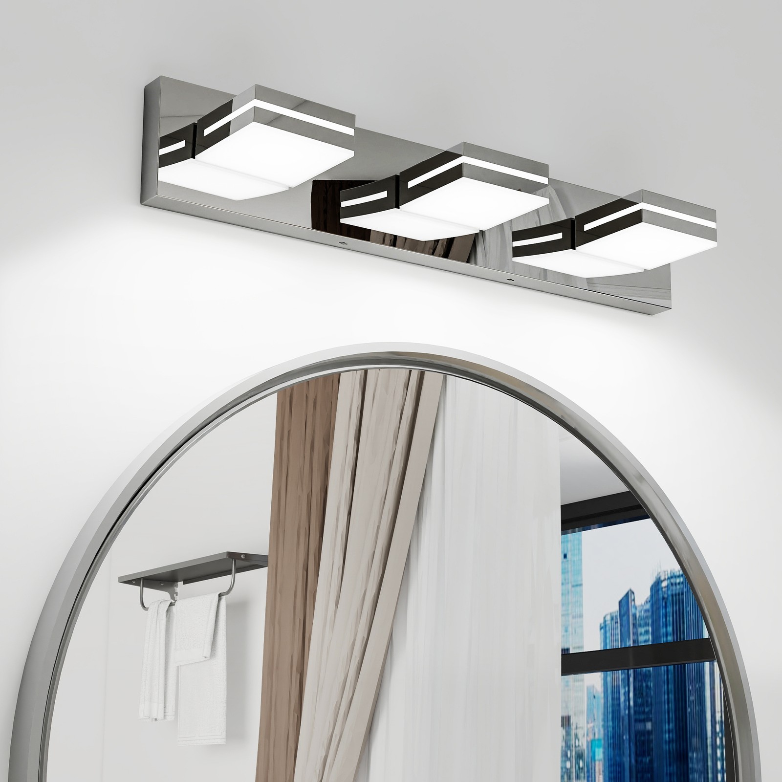 24 Inch Chrome LED Vanity Light Bathroom Mirror Wall Lamp Acrylic 6000K Fixture