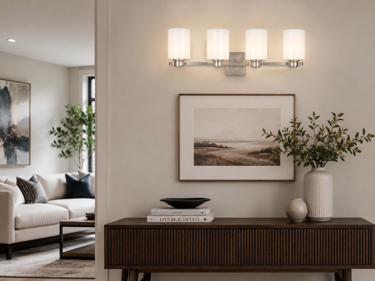 Seasons Elmsworth 4-Light Vanity Light, 34.75”, Brushed Nickel