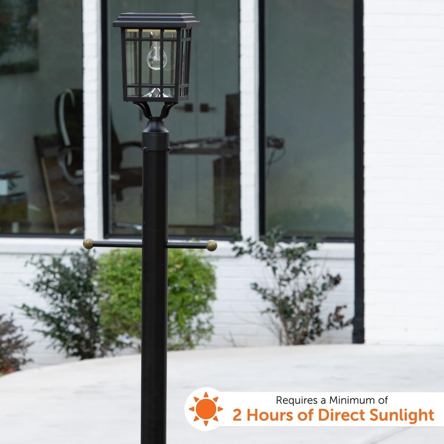Gama Sonic Prairie Lamp Outdoor Solar Light, 15.75-inch 250 Lumen, Black