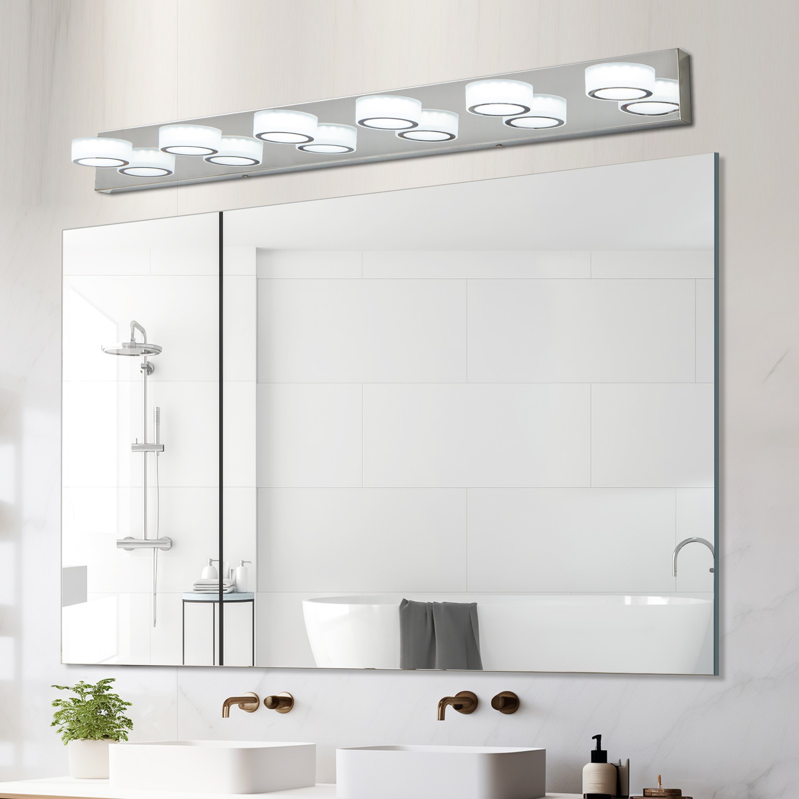 45″ 6 Lights Silver Vanity Light Bathroom Mirror Sconce LED Wall Lamp Fixture UL