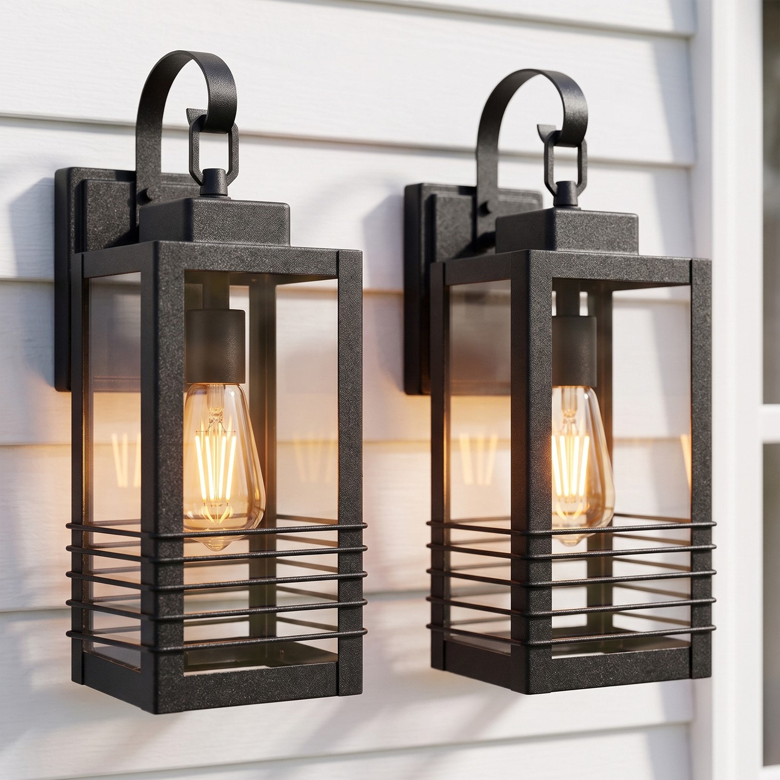 2 Pack 18″ Outdoor LED Wall Light Thick Metal Black Porch Mount Sconce Fixture