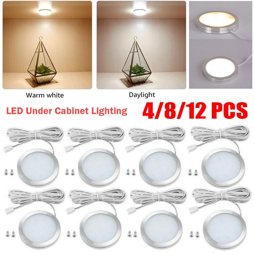 4/8/12pcs 12V Under Cabinet LED Puck Light For Kitchen Cabinet Display Lighting