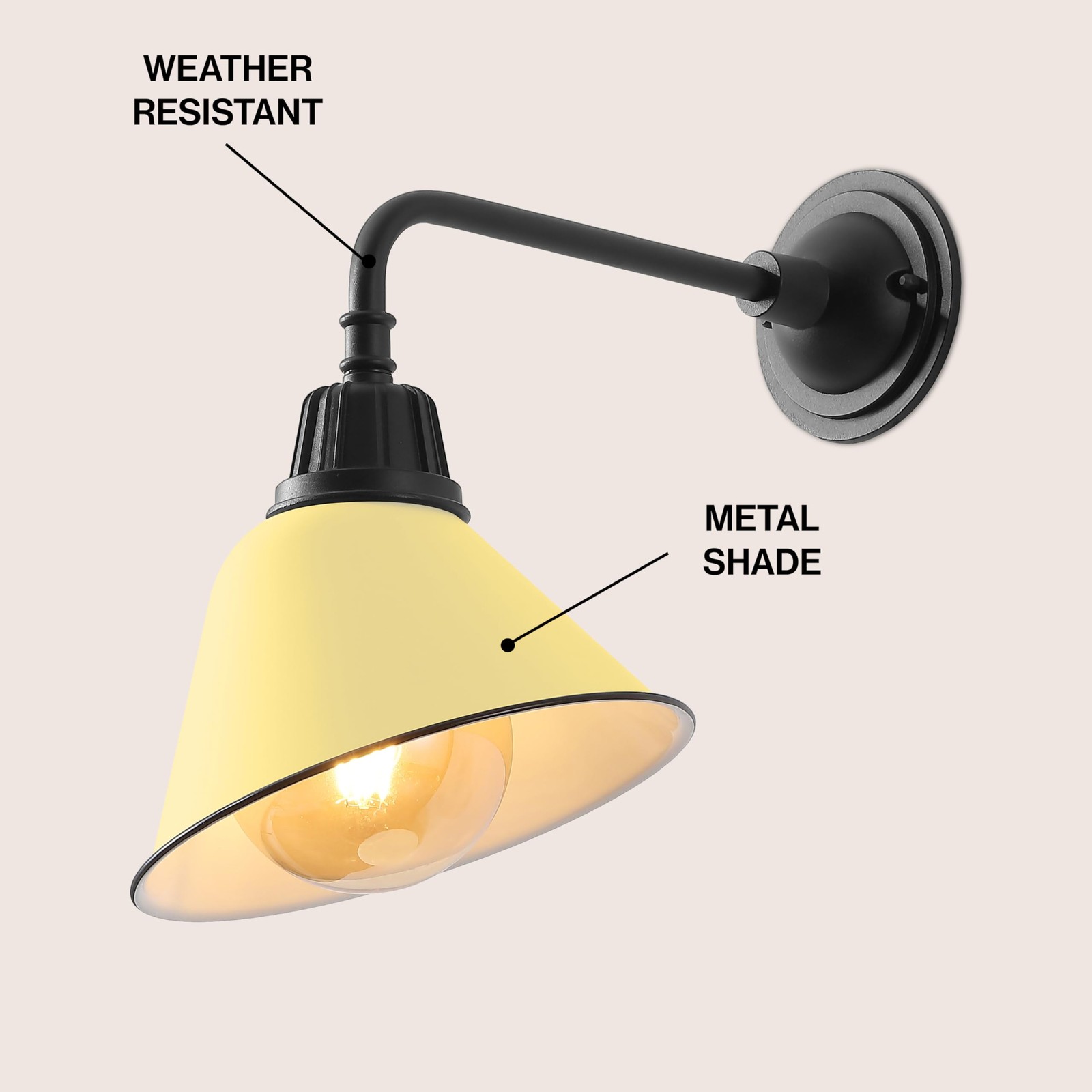 JONATHAN Y 9.63″ Matte Yellow/Black 1-Light , , LED Bulb Included (JYL7612H)