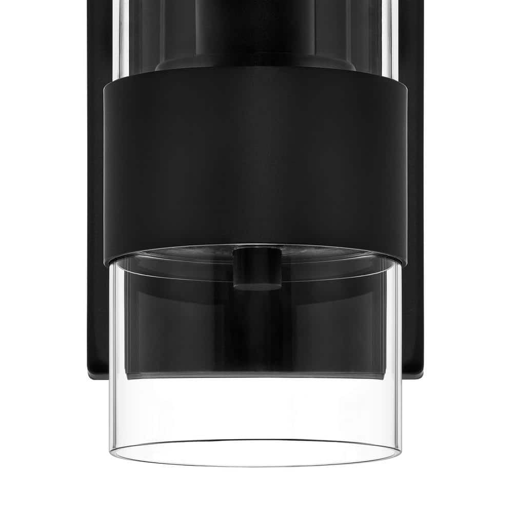 Hampton Bay Denbeck 4.5 in. W Matte Black 1-Light Sconce Clear Glass
