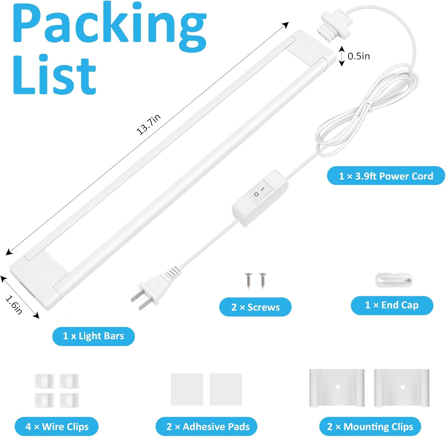 under Cabinet Lighting Plug In, 14 Inch Linkable Ultra Bright LED Light Bar, Ren