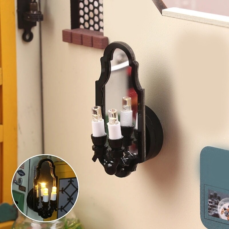 Led Wall Sconce for 1/12 Scale Miniature Dollhouses Lighting Wall Lamp Accessory