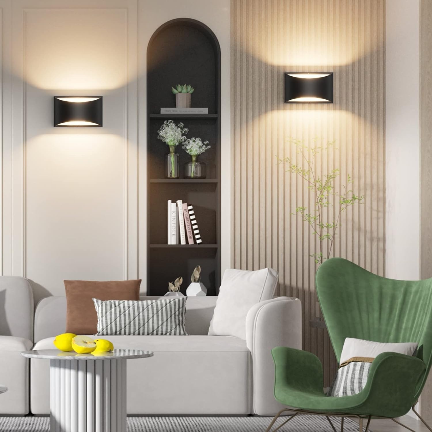 Sleek Flush Mount Black Aluminum Wall Sconce with Energy-Efficient LED Bulb