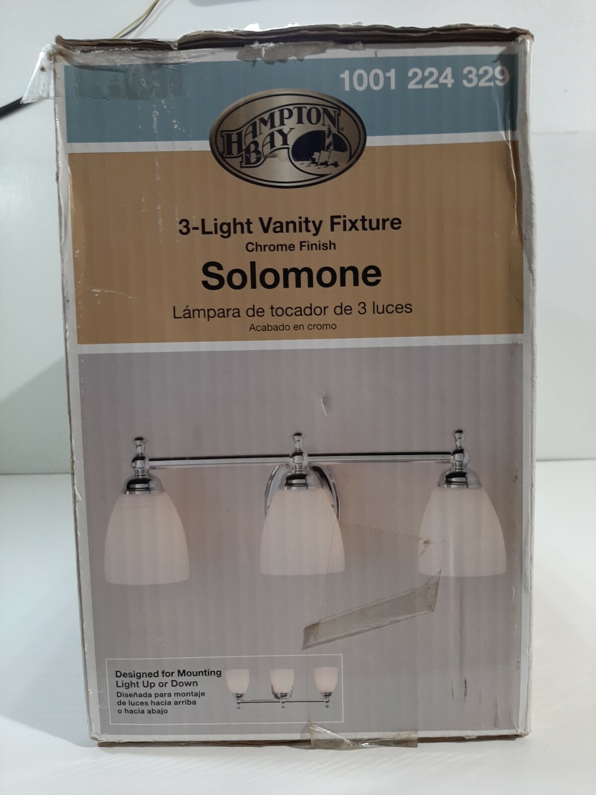 New (Open Box) Hampton Bay 1001224329 3 Light Vanity Fixture Chrome Finish