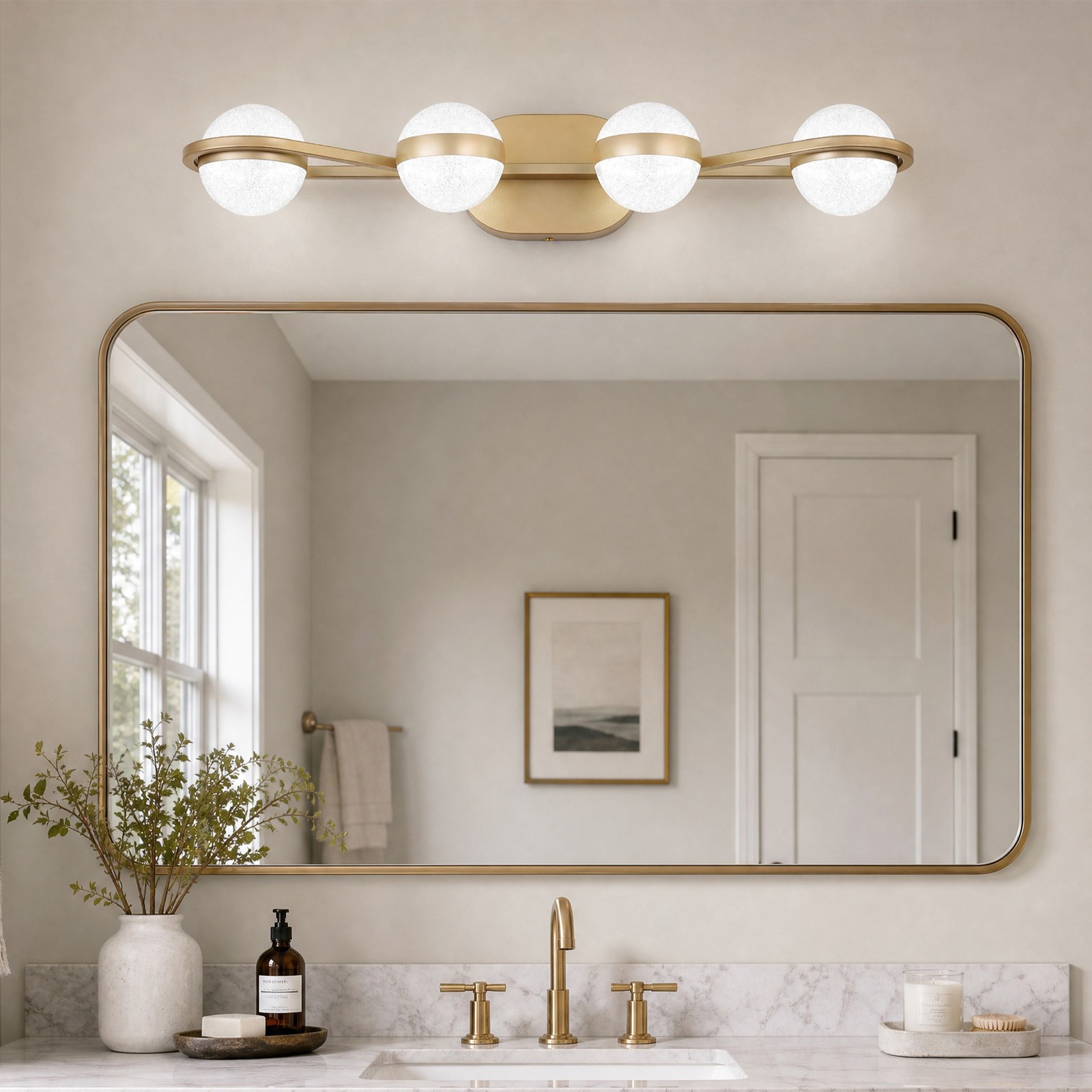 29″ Elegant LED Vanity Light Bathroom Mirror Wall Lamp 4 Lights Sconce Fixture