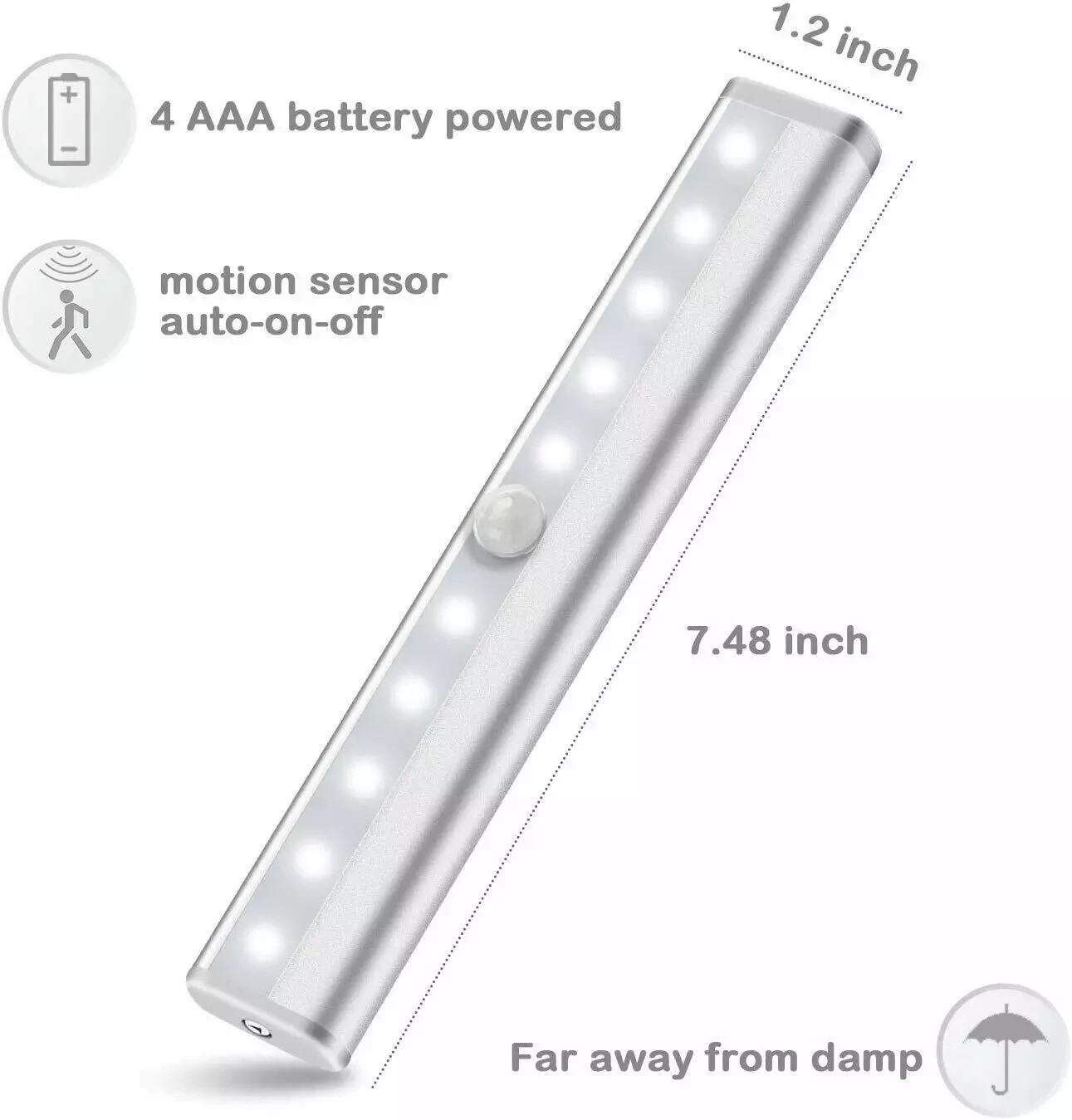 Wireless Under Cabinet Lighting LED Motion Sensor Battery Operated Closet 6pack