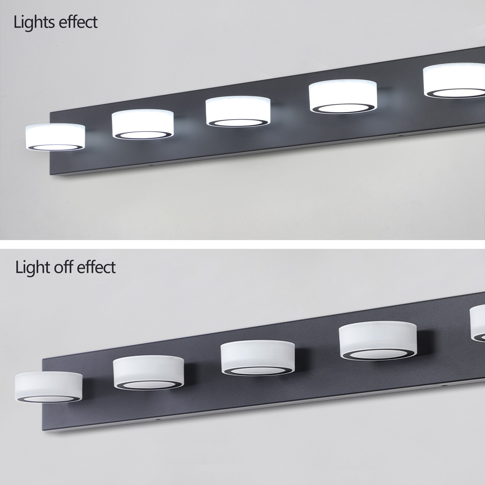 5 Lights 37″ LED Black Vanity Light Bathroom Mirror Wall Lamp Modern Fixture UL