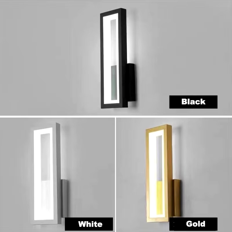 Minimalist LED Wall Lamp for Living Room and Bedroom, 16W, Black/White