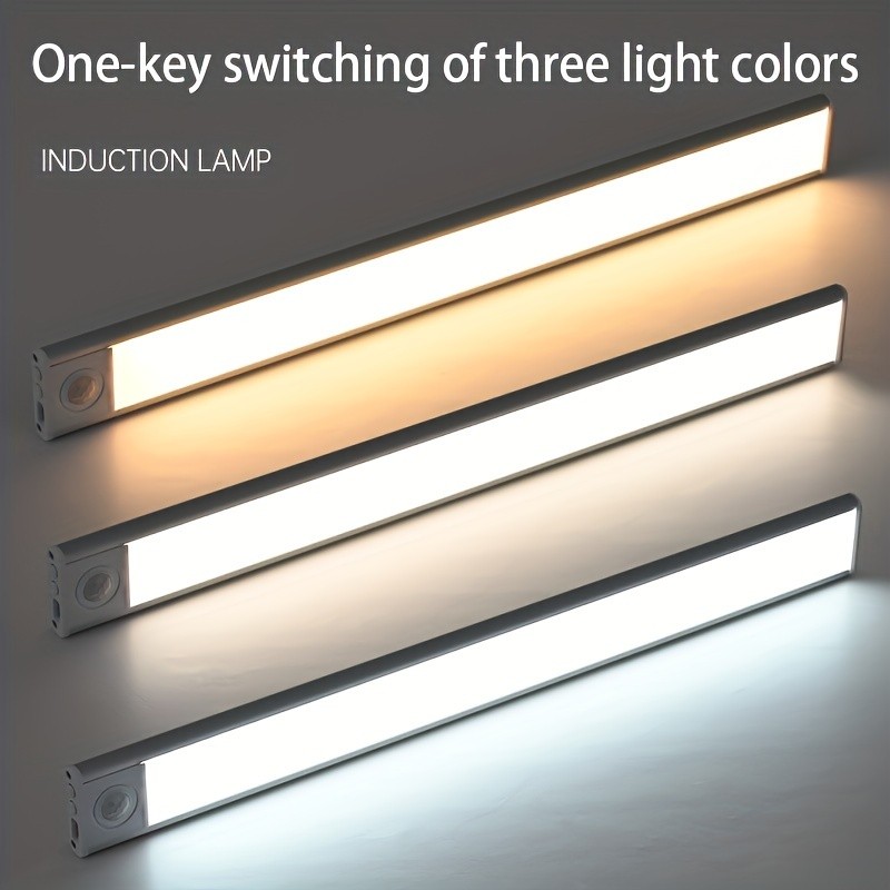 2PCS LED Motion Sensor Cabinet Closet Lamp USB Rechargeable Wireless Strip Light