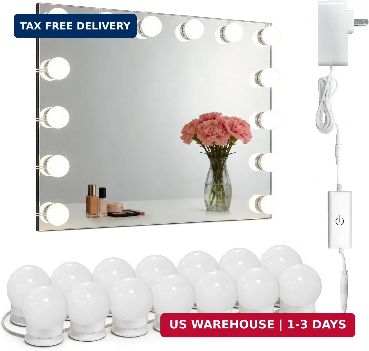 Waneway 14 Bulb Vanity Lights for Mirror, Plug-in Power Adapter & Touch Dimmer,