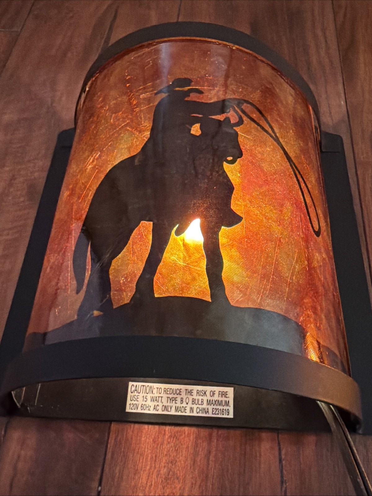Vintage Western Plug In Sconces Pair Cowboy Lasso & Native American Silhouette