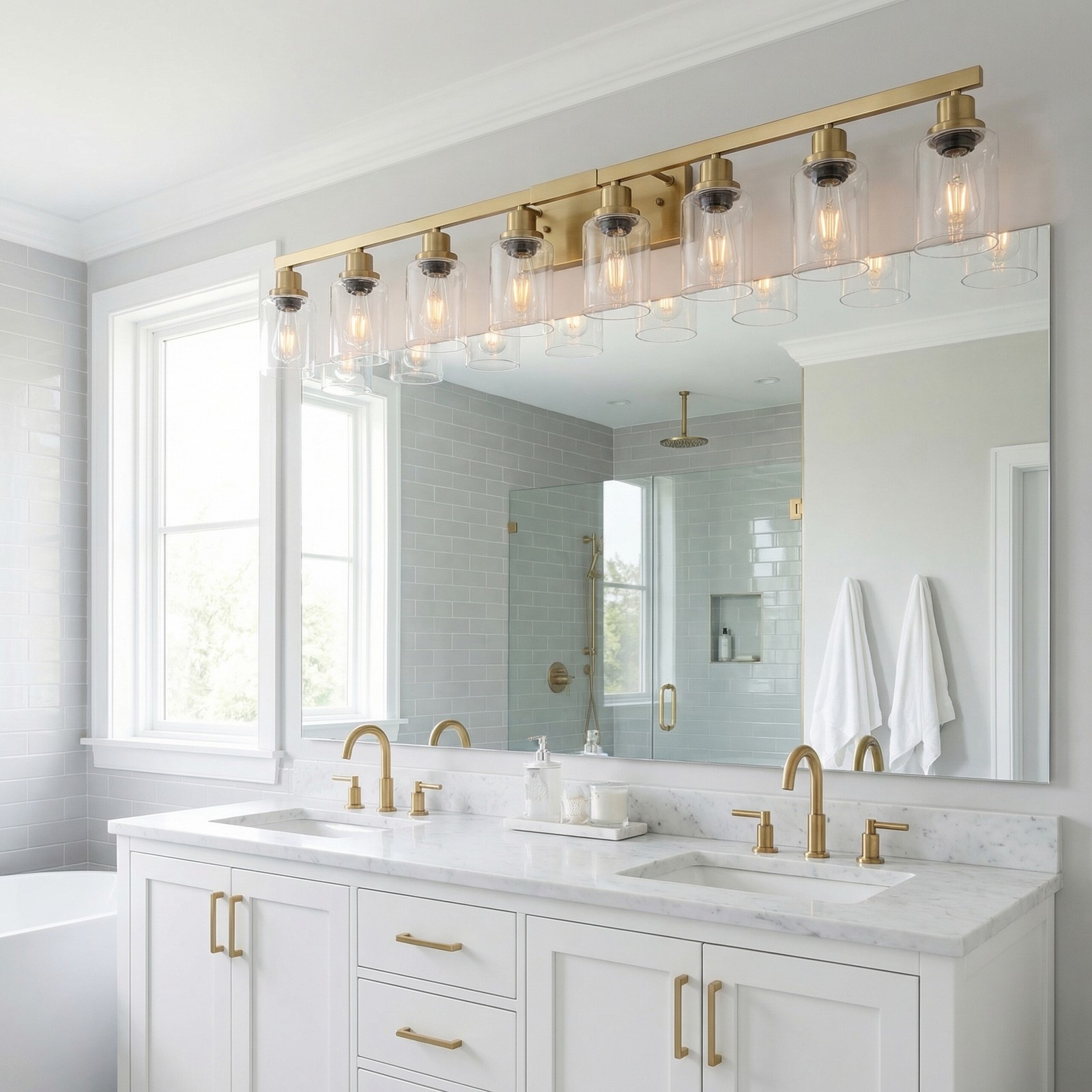 51» Vanity Light Gold Modern 8 Lights for Bathroom Mirror Wall Sconce Fixture