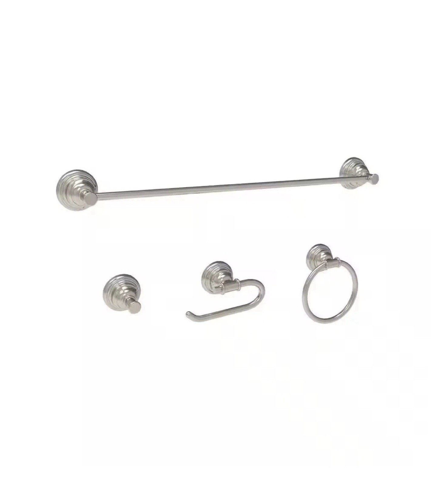 23.5 in. 3-Light Brushed Nickel Marsden Vanity Light Matching 4 Pc Accessories