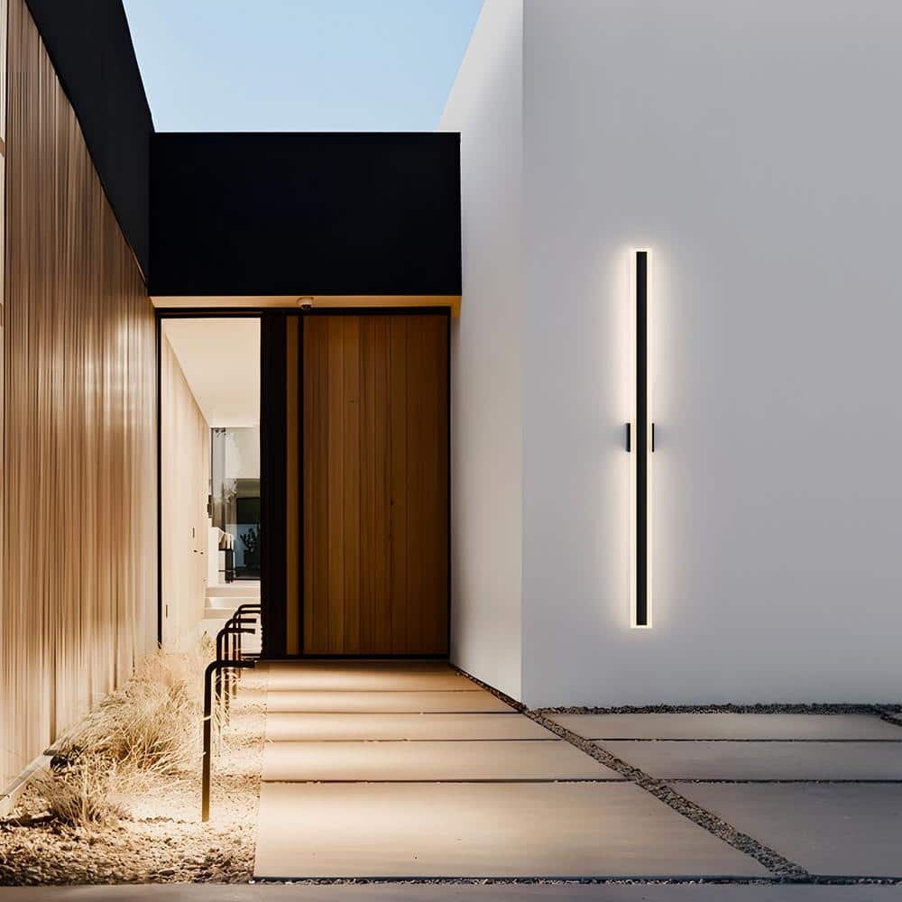 LamQee 63 in. 1-Light Black Modern LED Wall Sconce w/ Remote
