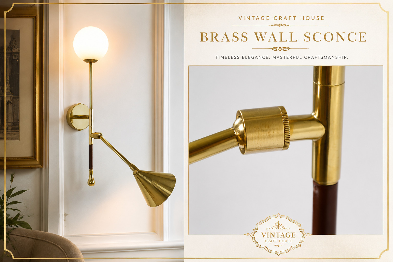 De.Light W1 Brass Articulating Double Wall Sconce Adjustable Modern Luxury Light