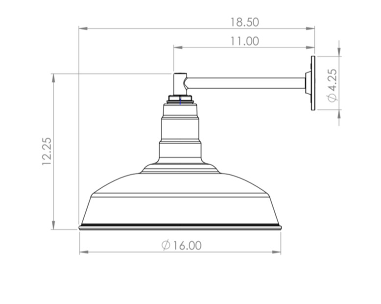 Matte Black Industrial Straight Arm Barn Light Wall Fixture – Made in America