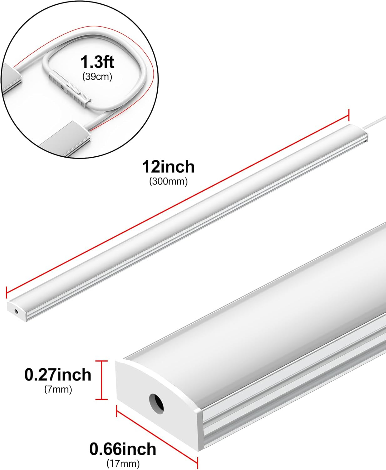 Plug-In under Cabinet Lighting, Dimmable Counter Lights for Kitchen, 2Pcs 12 Inc