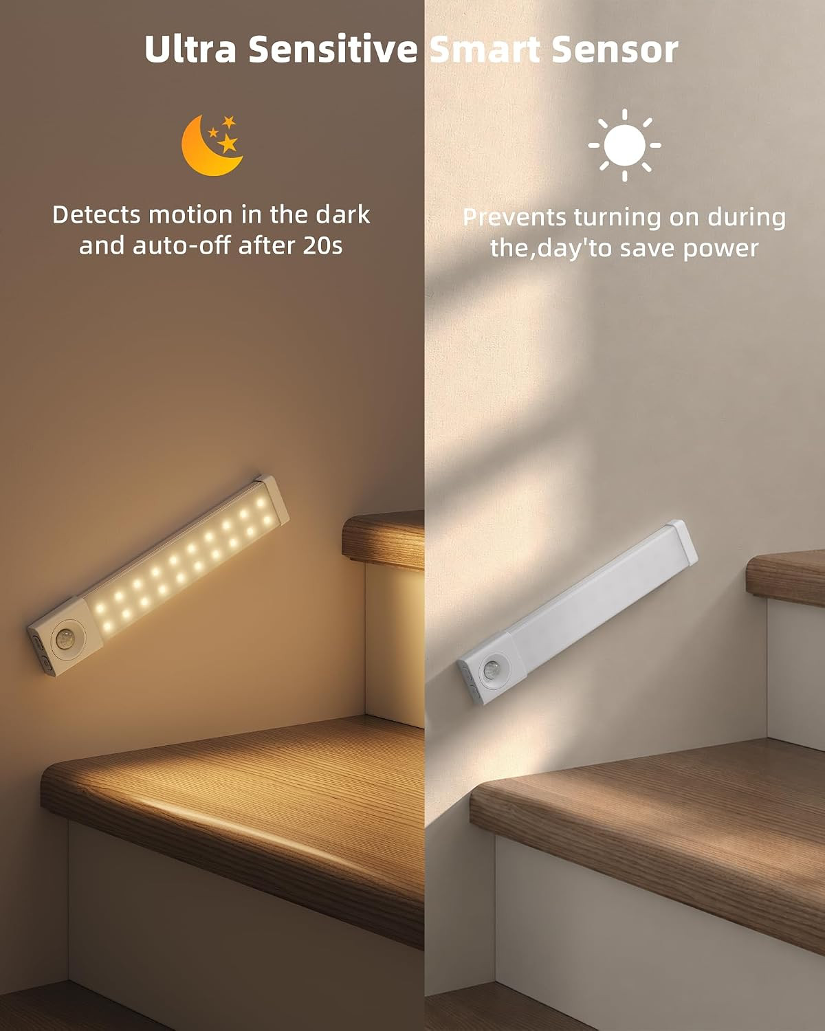 6 Pack 8 Inch under Cabinet Lighting with Charging Station, Rechargeable Motion