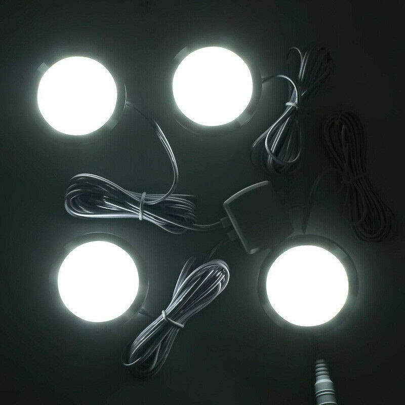4/8/12X Under Cabinet Lighting Kit LED Kitchen Counter Closet Puck Light Pro