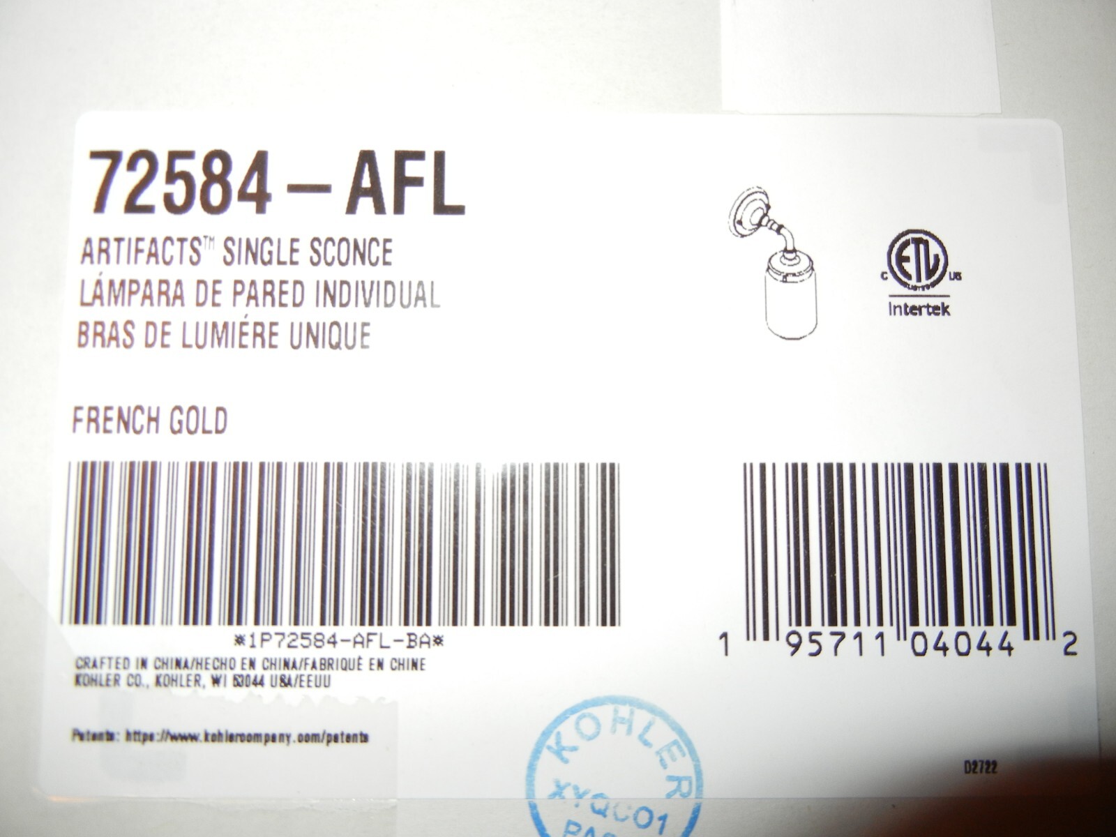 Kohler Lighting 72584 – AFL Artifacts 12″ Tall Single Sconce Bathroom Light Gold