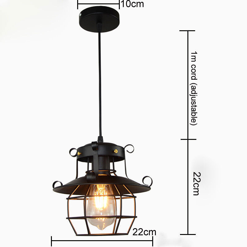 Farmhouse Ceiling Light Fixture Rustic Industrial Iron Cage Hanging Pendant Lamp