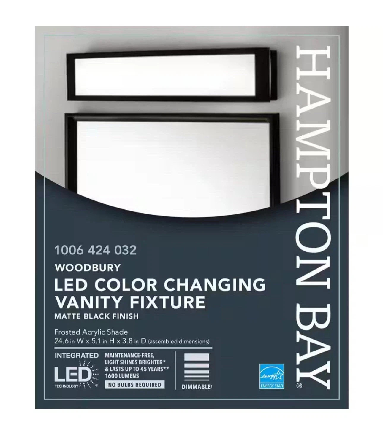 Hampton Bay Woodbury 24.5 in. Matte Black LED Vanity Light Bar