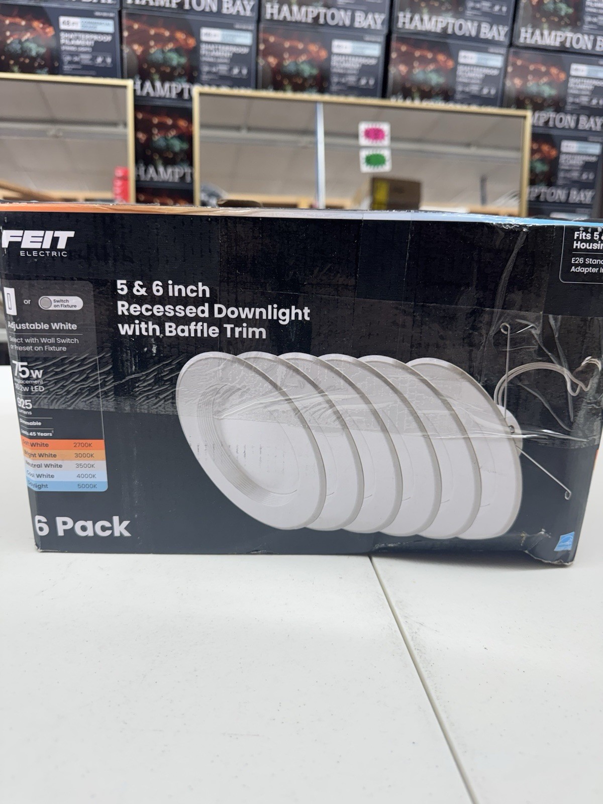 FEIT Electric 5/6″ LED Recessed Downlight Kit 6-Pack Dimmable Adjustable White