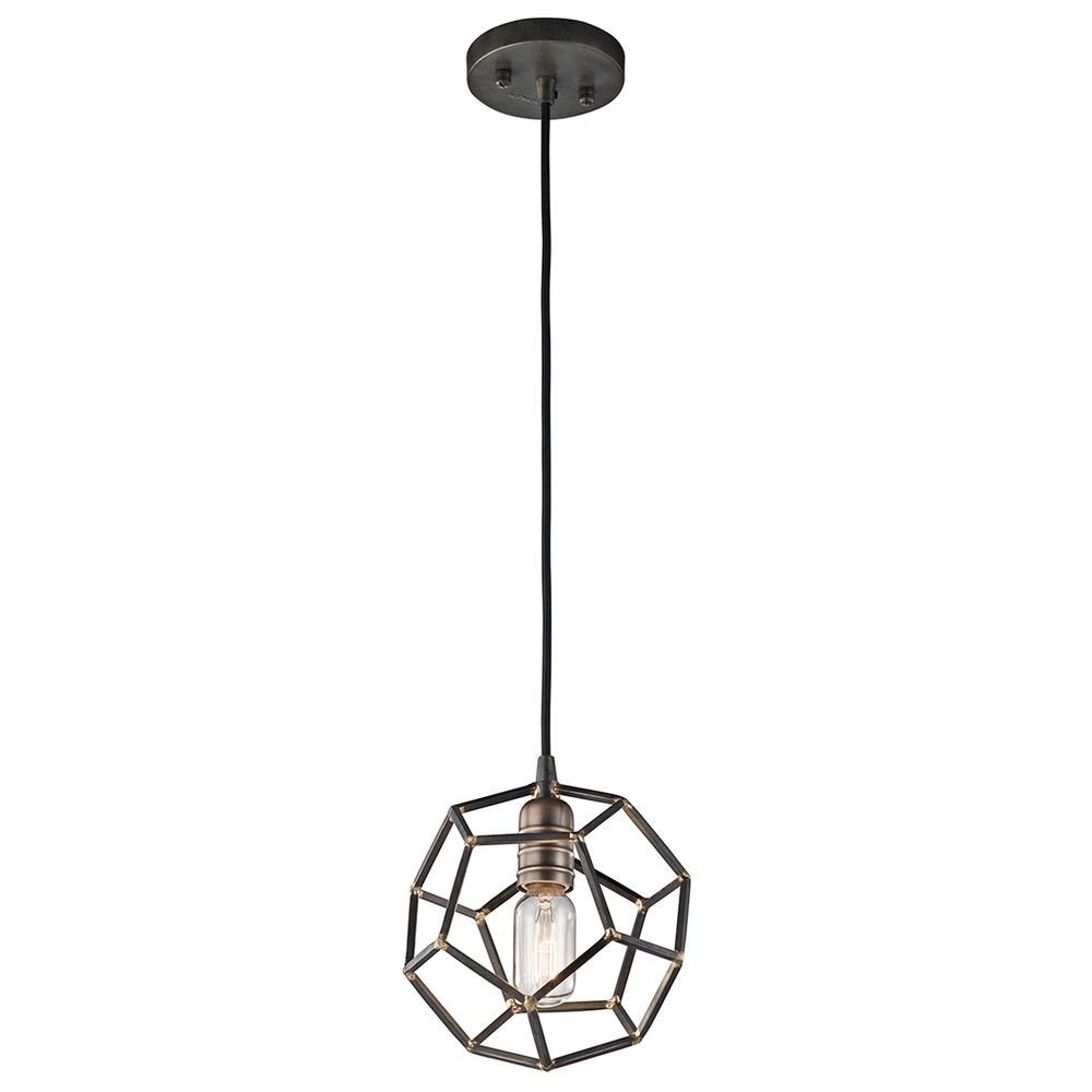 NEW Rocklyn 8-Inch Pendant in Raw Steel by Kichler Lighting 43719 RS Raw Steel
