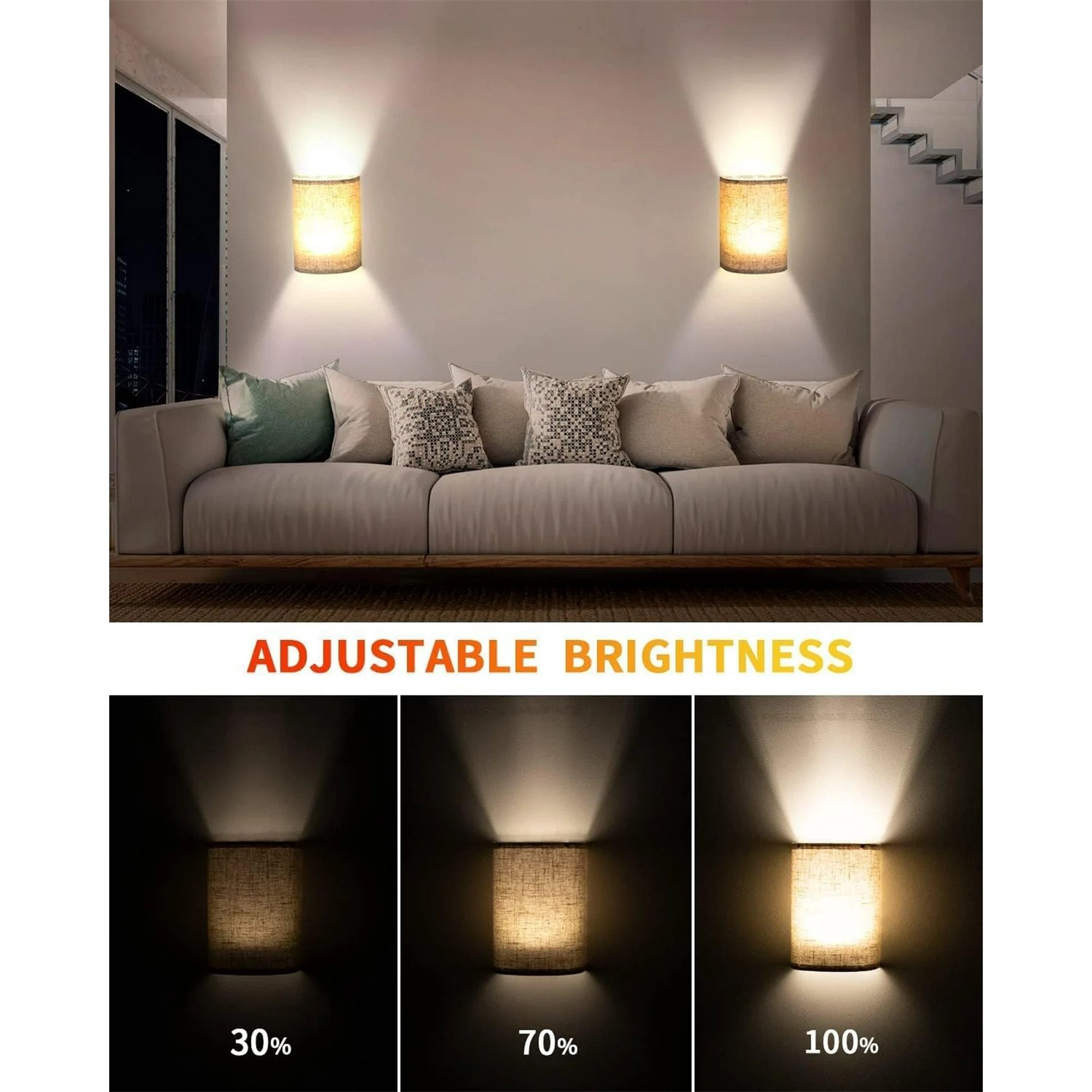 Dexnump Battery Operated Wall Sconce Set of 2, 18 RGB Colors Dimmable Wireles