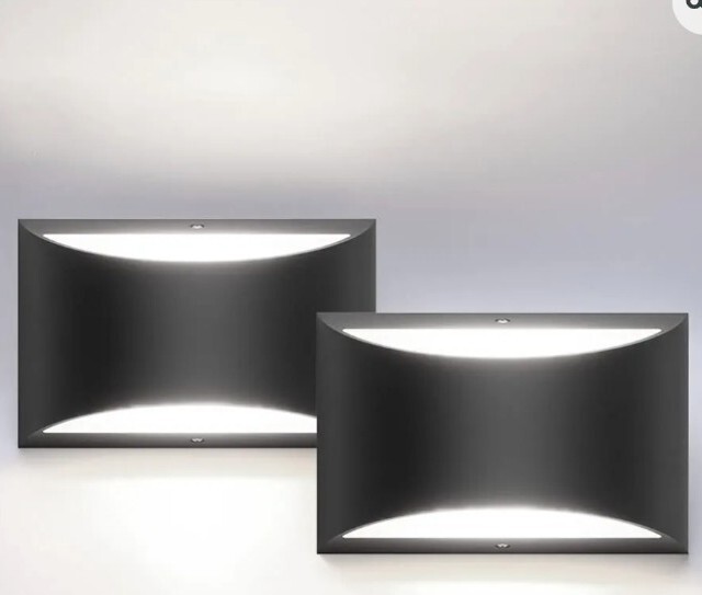 2 Pack Aipsun Indoor Black Modern LED Wall Sconce Up & Down 3000K Warm White