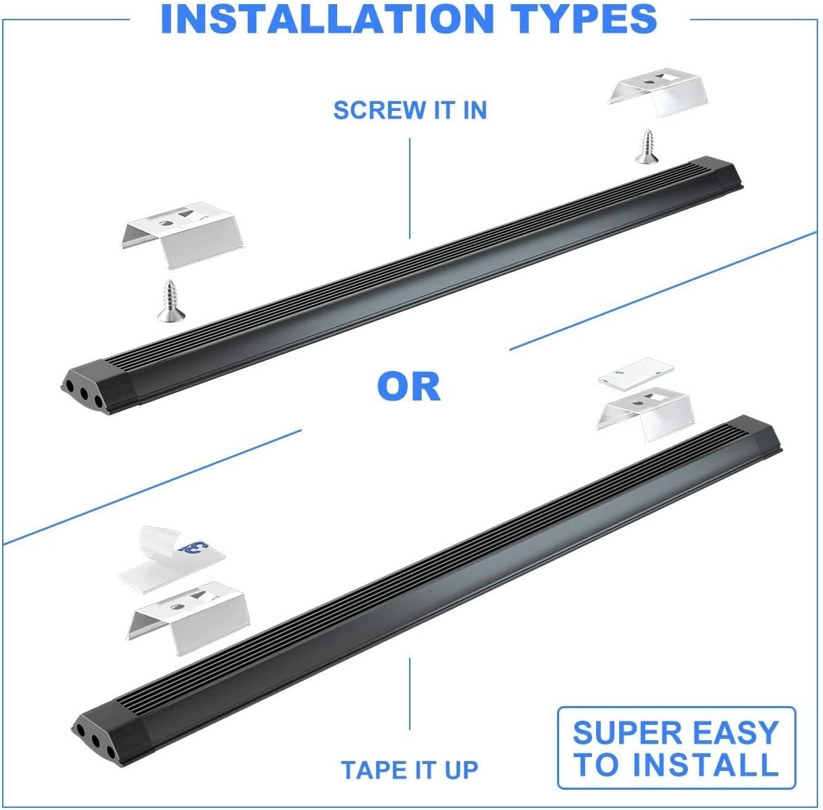 12″ Touch Activated Dimmable LED Bar – Stylish Under Cabinet Lighting in Black