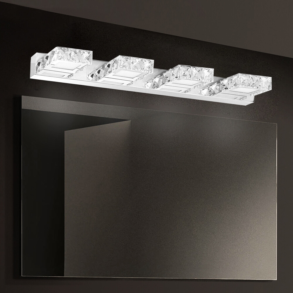 LED 4-Light Bathroom Vanity Light Fixture,Over Mirror Modern Crystal Wall Lamps