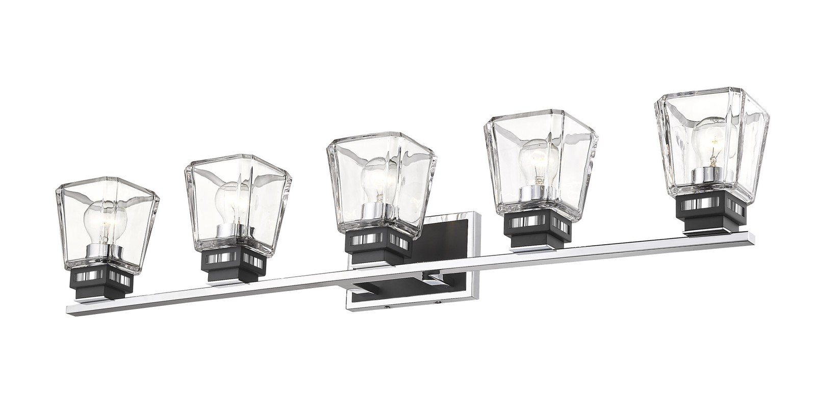 Z-Lite 474-5V Chrome/Black Jackson 5-Light 42″W Bathroom Vanity Light