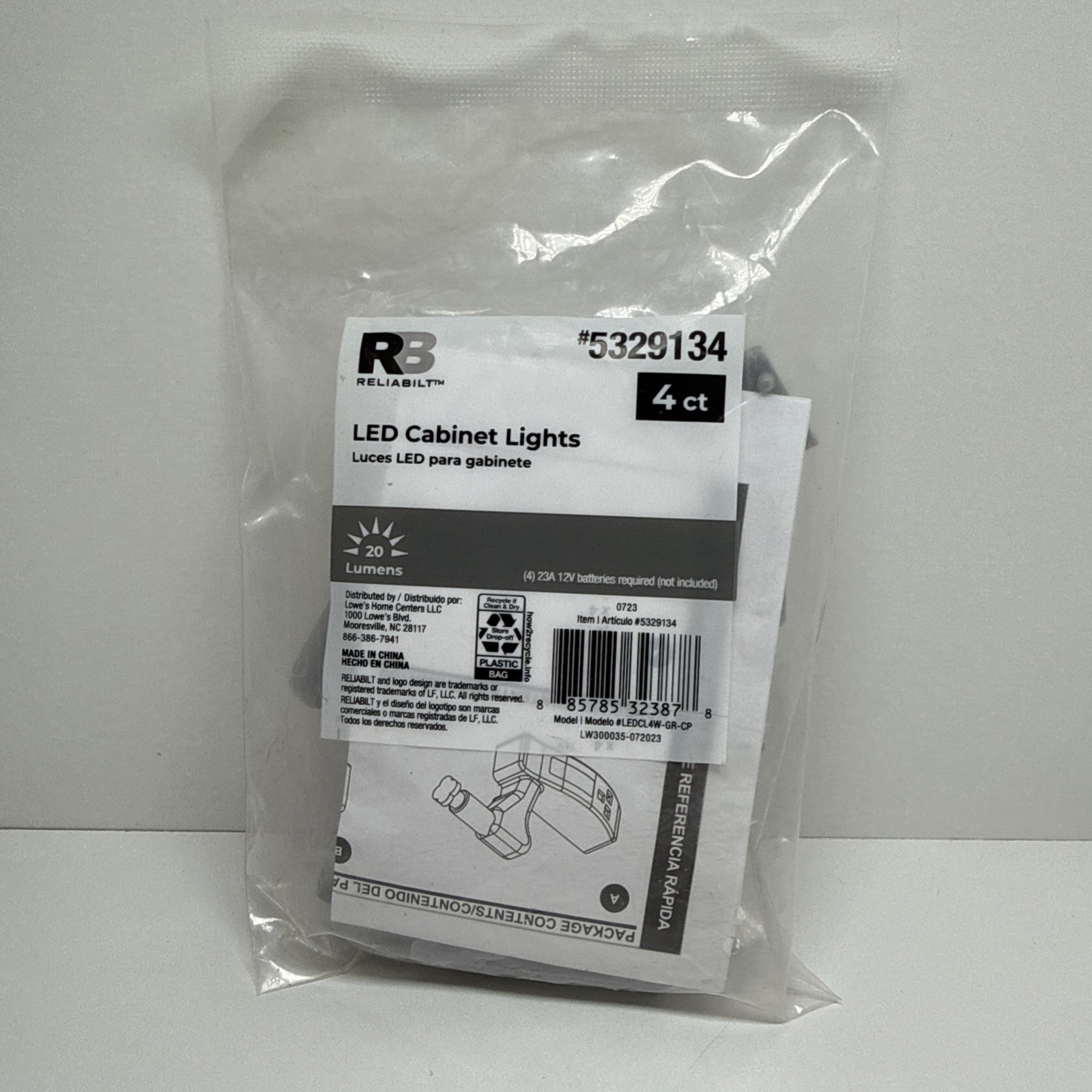 Reliabilt LED Cabinet Lights LEDCL-4W-GR-CP 4 Pack