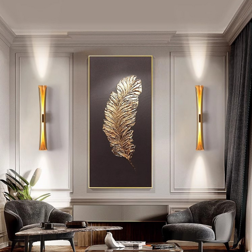 Minimalist Curved Gold LED Wall Light Long Sconce Living Room Bedroom Home Decor