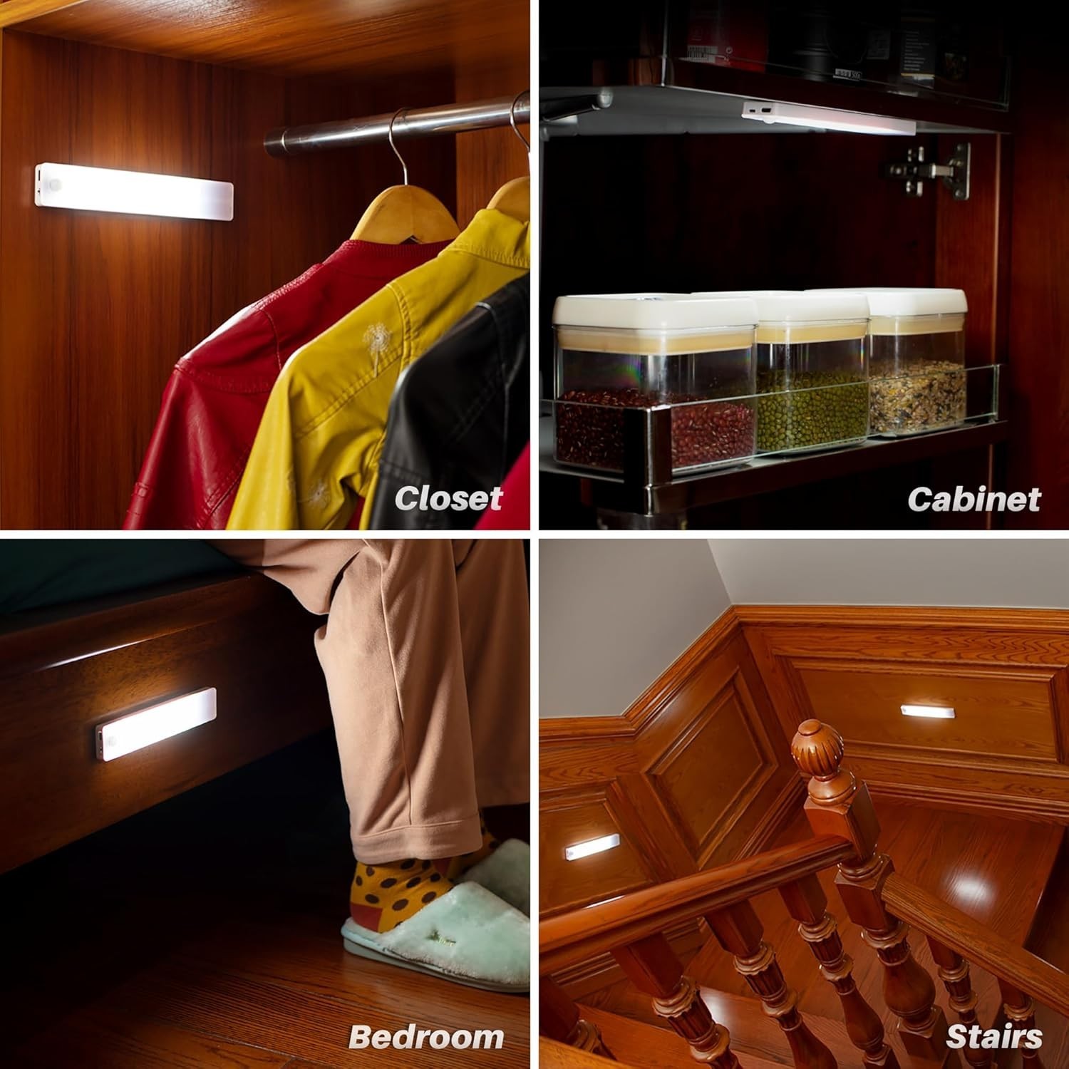 2 Pack 8-Inch Magnetic Rechargeable Motion Sensor LED Lights for Everyday Use